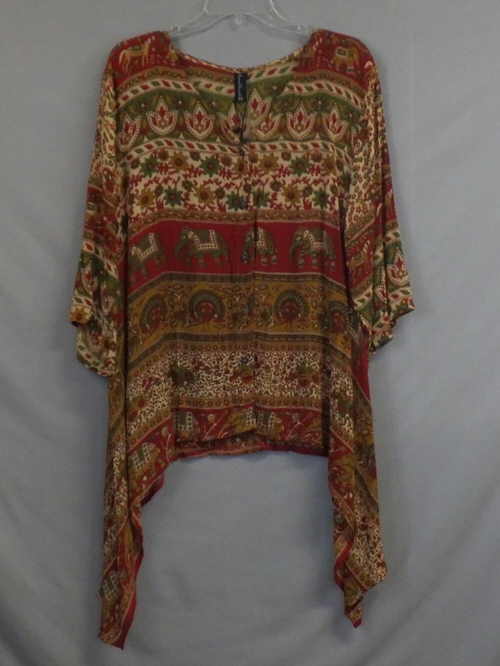 Sacred Threads Vintage Hippie Boho Festival Shark Bite Hem Top NWT  A665